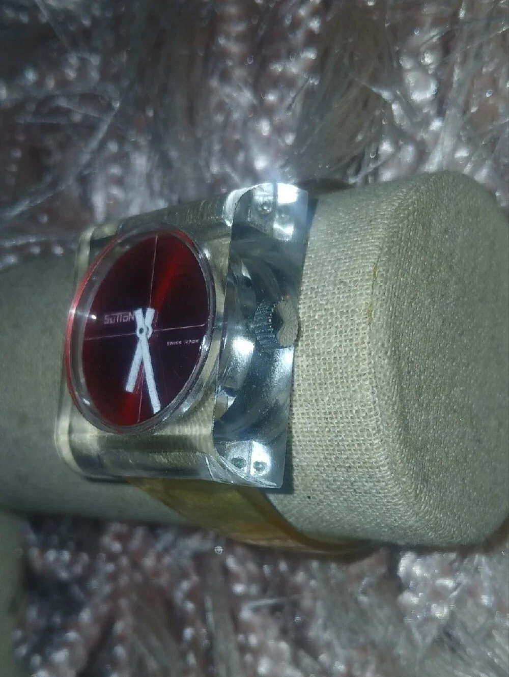 Sutton Lucite Vintage 70's Swiss Made Men's Watch Needs Battery